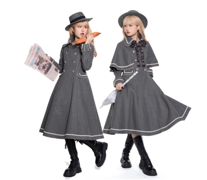 Travelers In the Milky Way Winter Lolita Coat with Detachable Cape