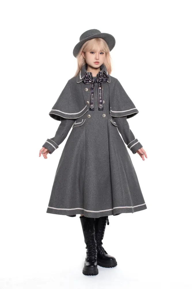 Travelers In the Milky Way Winter Lolita Coat with Detachable Cape