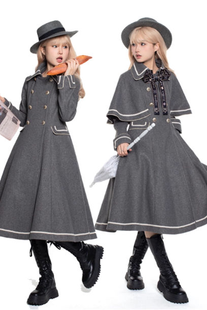 Travelers In the Milky Way Winter Lolita Coat with Detachable Cape
