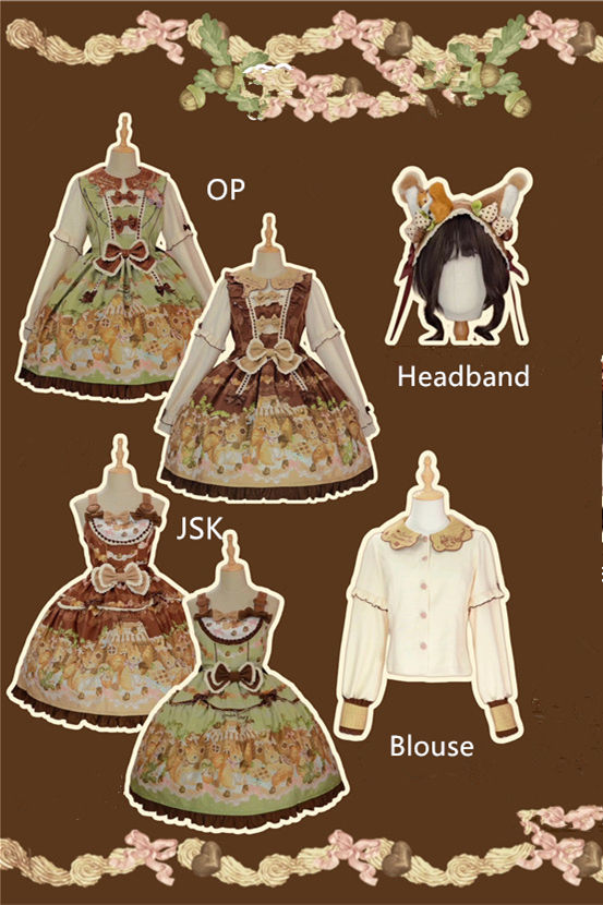 Squirrel Chocolate Shop Sweet Lolita Dress, Blouse and Accessories