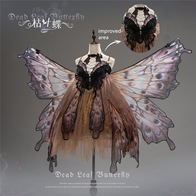 Urtto Dead Leaf Butterfly Gothic Lolita Dress and Accessories