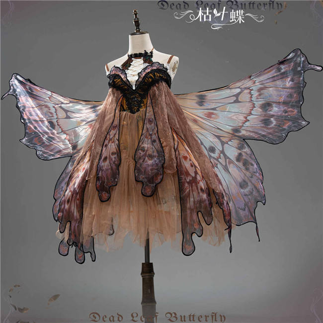 Urtto Dead Leaf Butterfly Gothic Lolita Dress and Accessories