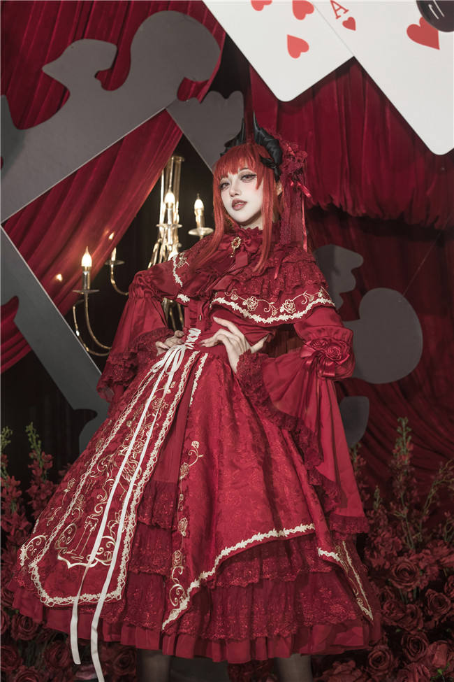 Dark Crown Plus Size Friendly Dark Gothic Lolita Blouse, Skirt, Cape and Accessories