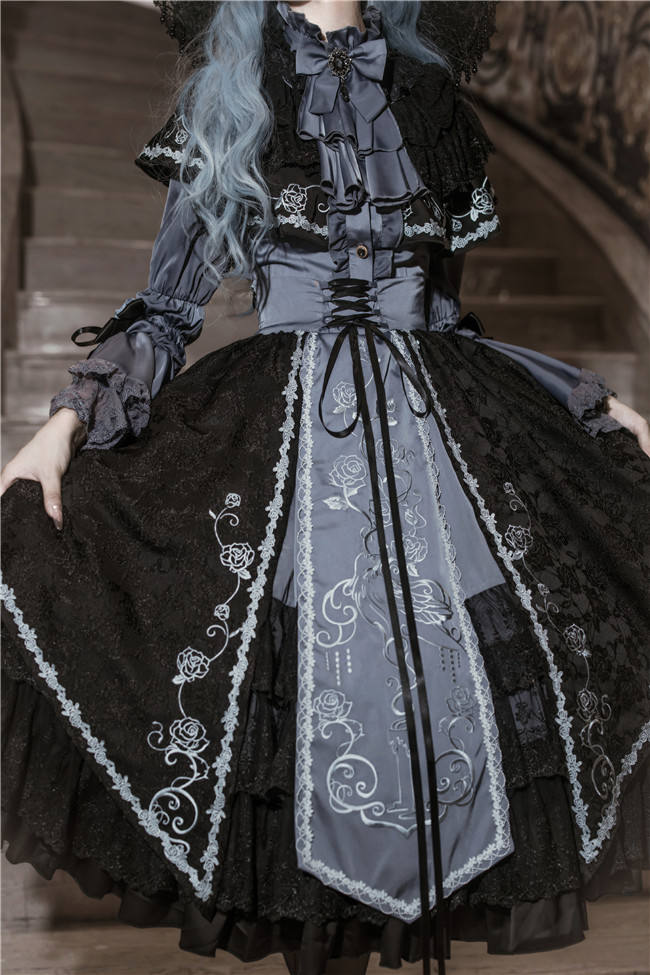 Dark Crown Plus Size Friendly Dark Gothic Lolita Blouse, Skirt, Cape and Accessories