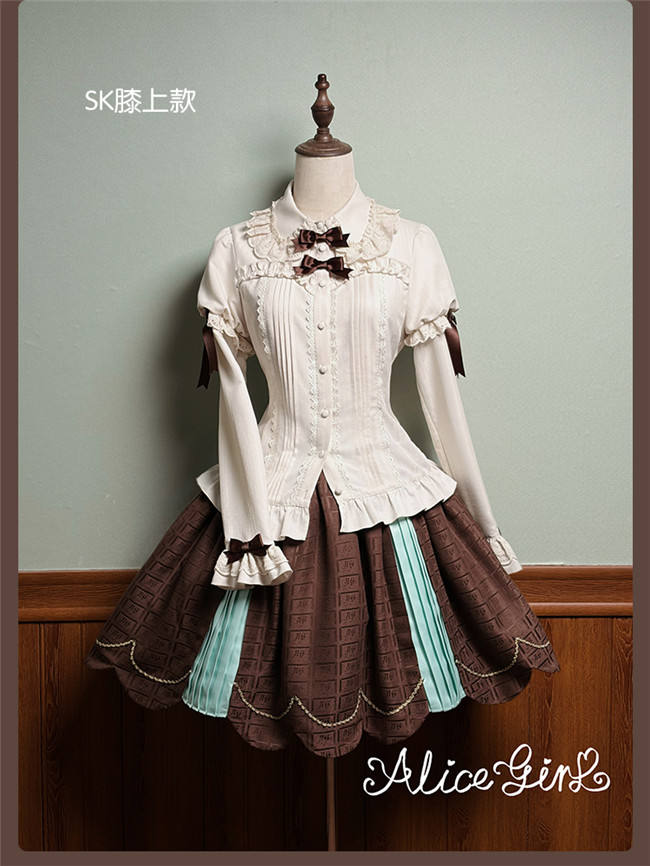 Alice Girl Bear Chocolate Classic Lolita Dress, Skirt, Blouse and Coat