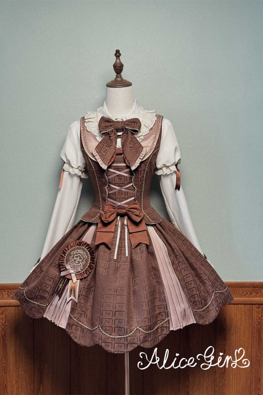 Alice Girl Bear Chocolate Classic Lolita Dress, Skirt, Blouse and Coat