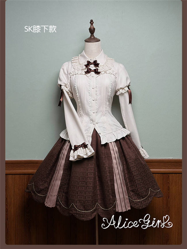 Alice Girl Bear Chocolate Classic Lolita Dress, Skirt, Blouse and Coat