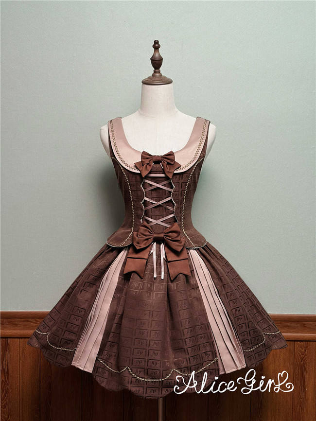 Alice Girl Bear Chocolate Classic Lolita Dress, Skirt, Blouse and Coat