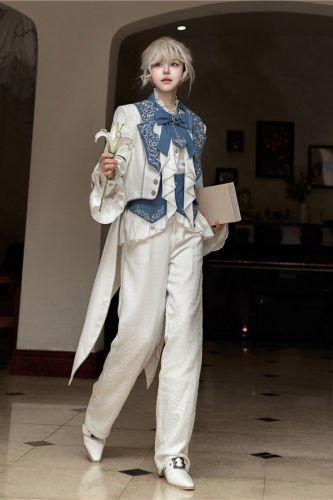 Moonlight Paladin Ouji Lolita Blouse, Corset, Coat and Trousers