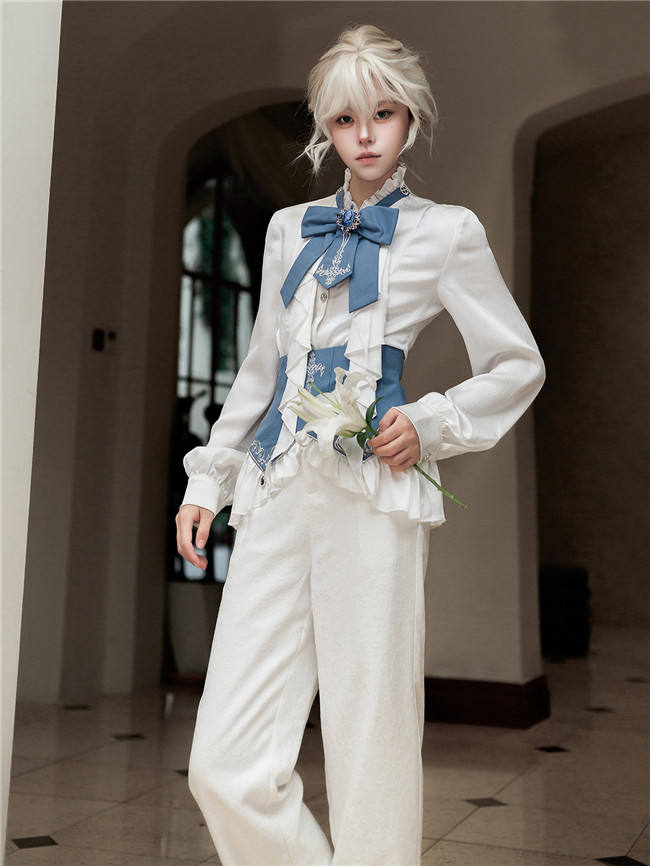 Moonlight Paladin Ouji Lolita Blouse, Corset, Coat and Trousers