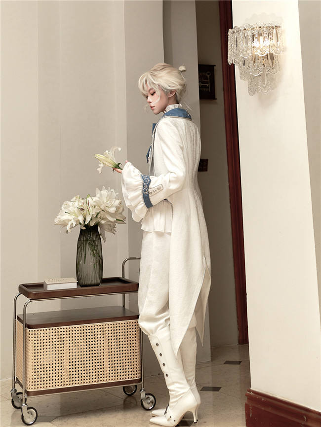 Moonlight Paladin Ouji Lolita Blouse, Corset, Coat and Trousers