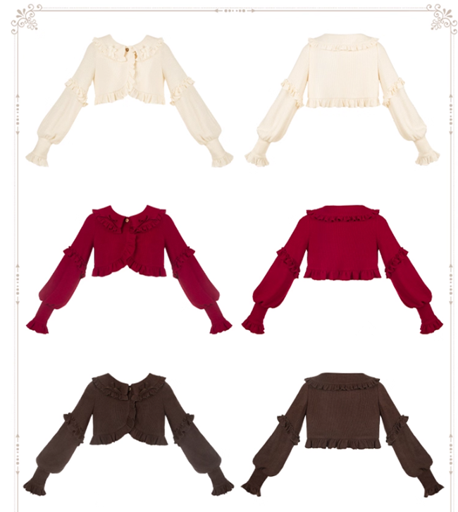 Peter Pan Collar Short Knit Cardigan