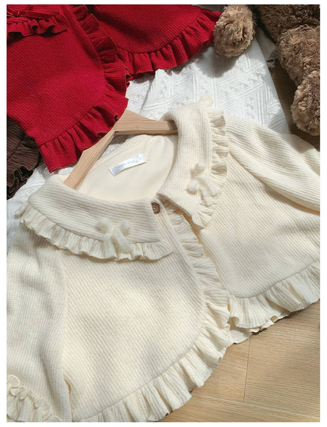 Peter Pan Collar Short Knit Cardigan