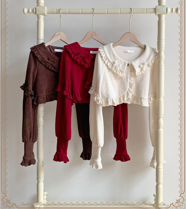Peter Pan Collar Short Knit Cardigan