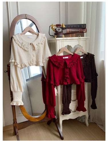 Peter Pan Collar Short Knit Cardigan