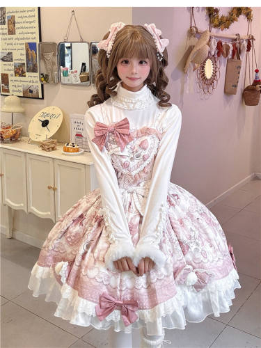 Cat and Strawberry Sweet Lolita Dress and Cape