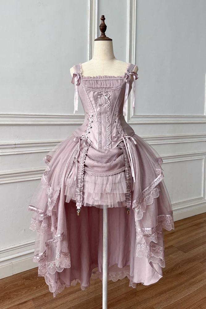 Caramel Antique Lamp Shadow Lolita Skirt and Fishbone Top