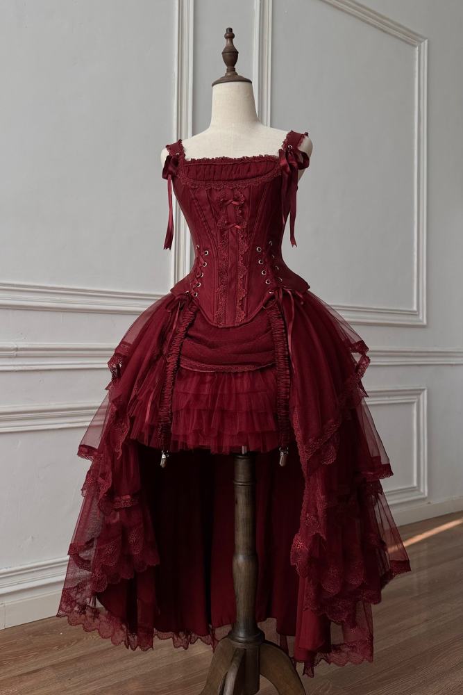 Caramel Antique Lamp Shadow Lolita Skirt and Fishbone Top