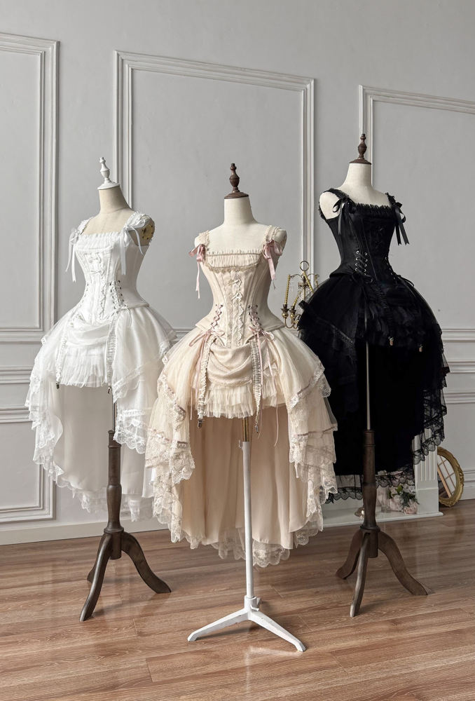 Caramel Antique Lamp Shadow Lolita Skirt and Fishbone Top