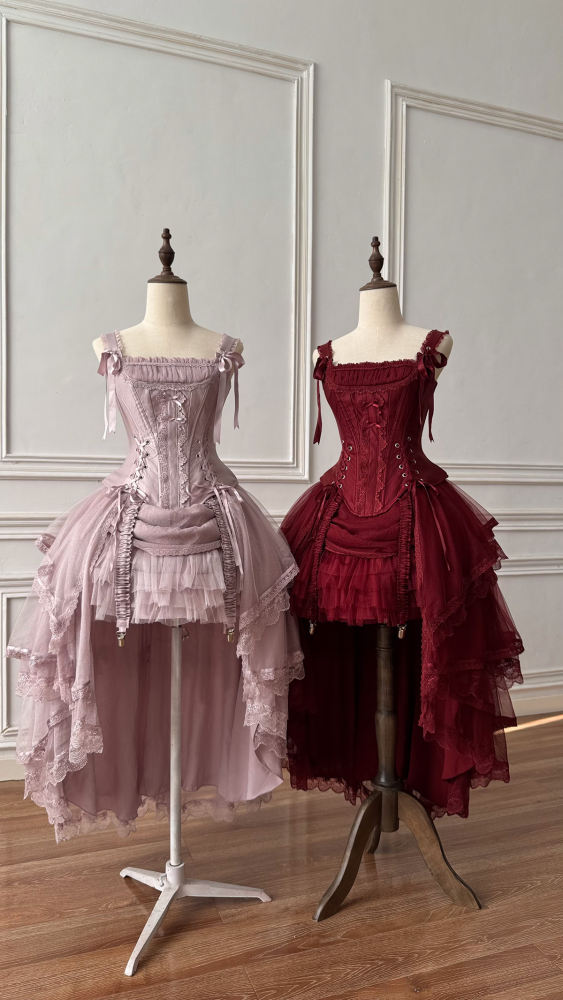 Caramel Antique Lamp Shadow Lolita Skirt and Fishbone Top