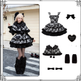Withpuji Snowy Night Plaid Lolita Dress, Cape, Inner Wear and Accessories
