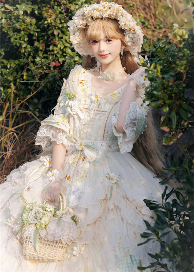 Cat Fairy Daisy Cottage Core Classic Lolita Dress
