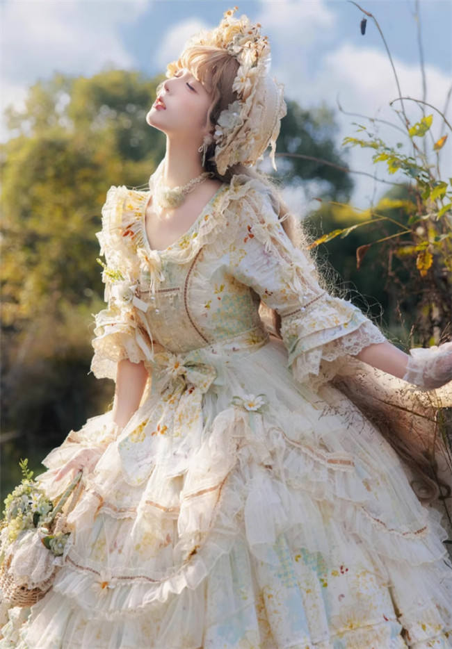 Cat Fairy Daisy Cottage Core Classic Lolita Dress