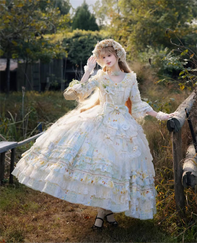 Cat Fairy Daisy Cottage Core Classic Lolita Dress