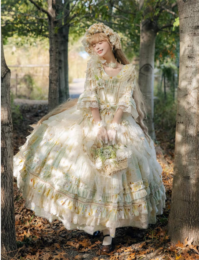Cat Fairy Daisy Cottage Core Classic Lolita Dress