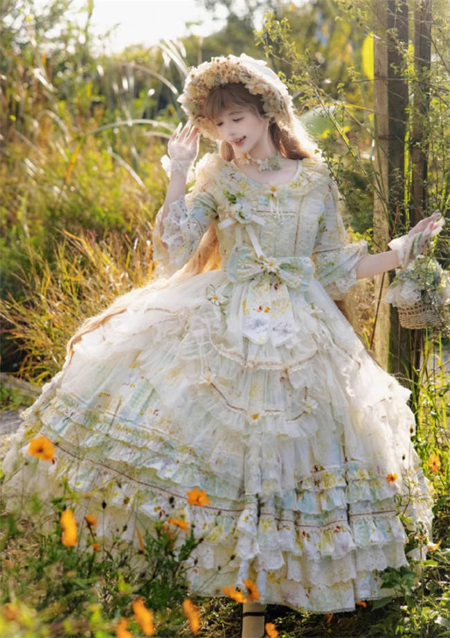 Cat Fairy Daisy Cottage Core Classic Lolita Dress