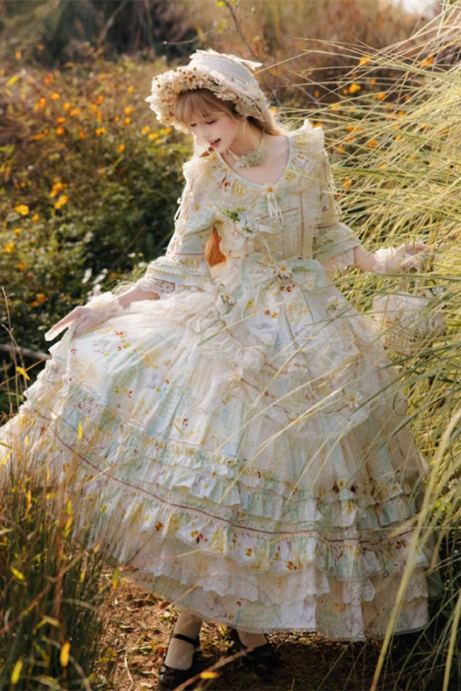Cat Fairy Daisy Cottage Core Classic Lolita Dress