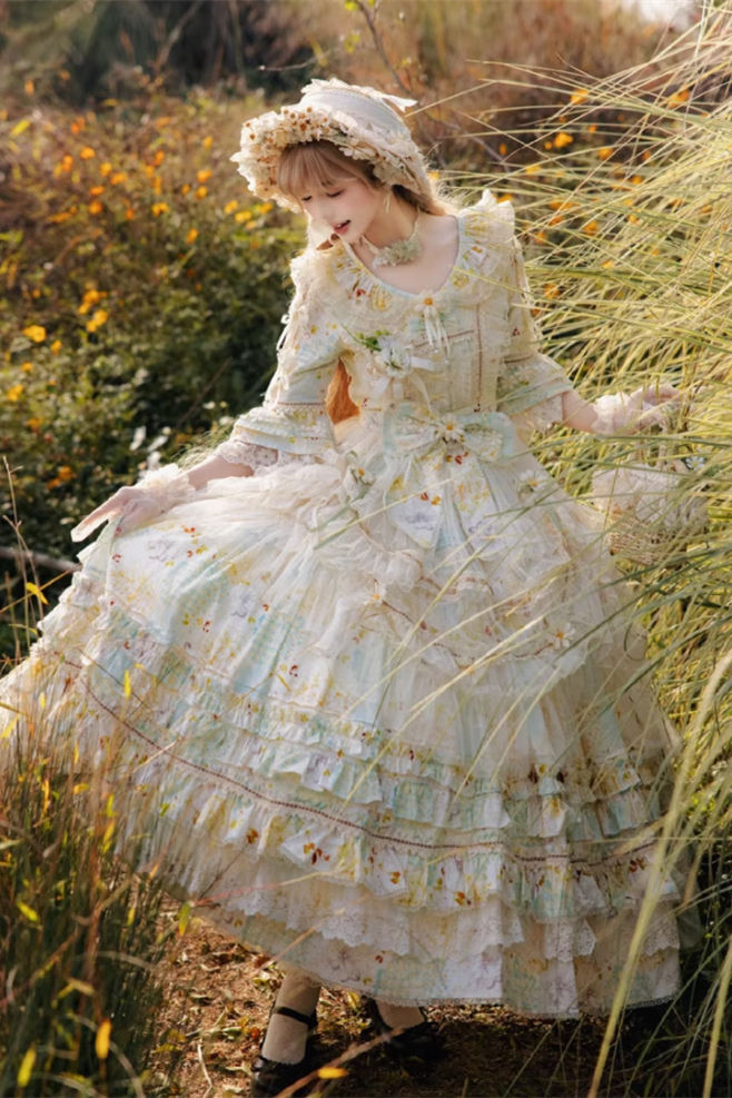 Cat Fairy Daisy Cottage Core Classic Lolita Dress