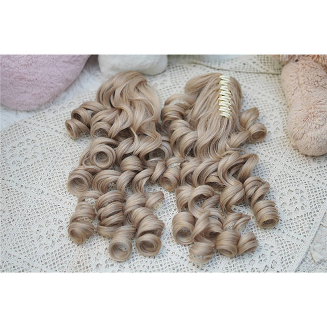 Yuchashui Retro Sweetheart Bobo Cut Lolita Wig and Curls Double Ponytails