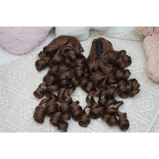 Yuchashui Retro Sweetheart Bobo Cut Lolita Wig and Curls Double Ponytails