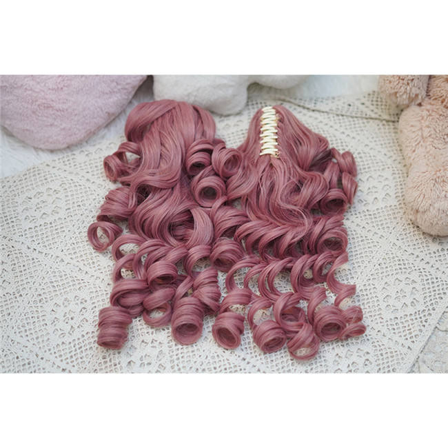 Yuchashui Retro Sweetheart Bobo Cut Lolita Wig and Curls Double Ponytails