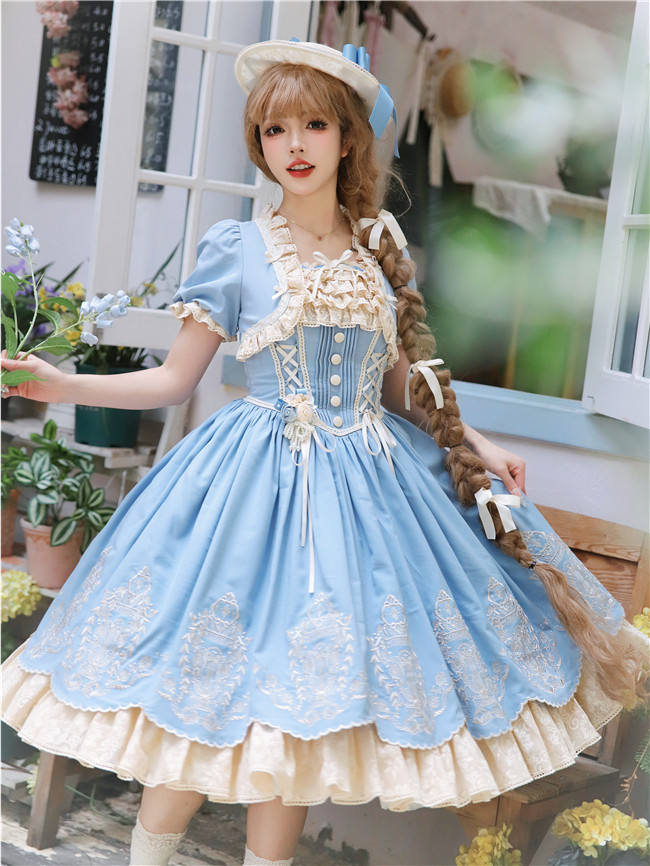 Amber Realm Dream Weaving Strings Classic Lolita Dress, Sleeves and Accessories