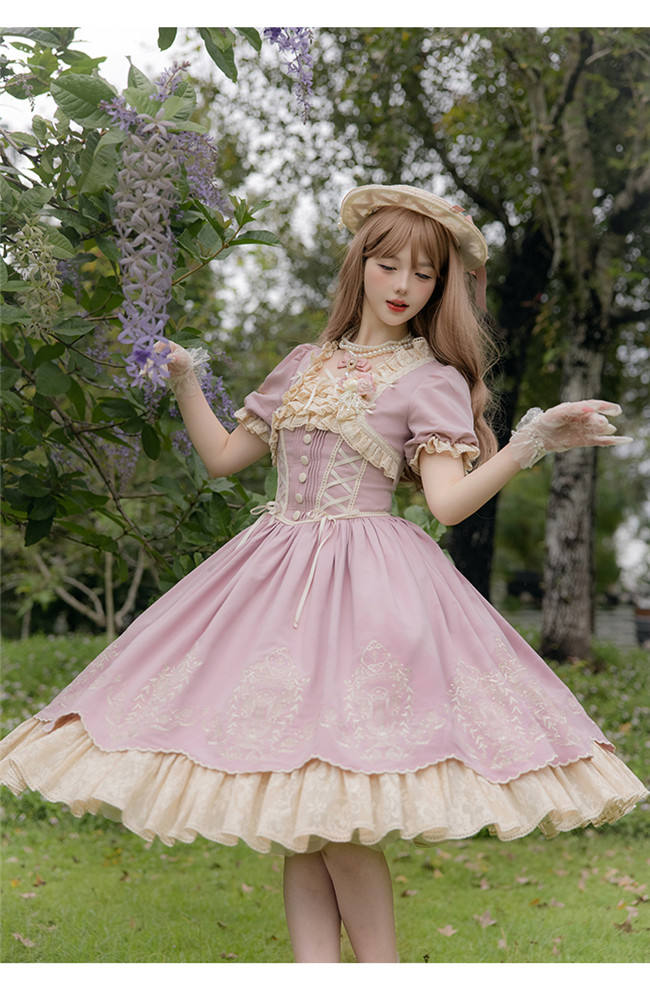 Amber Realm Dream Weaving Strings Classic Lolita Dress, Sleeves and Accessories