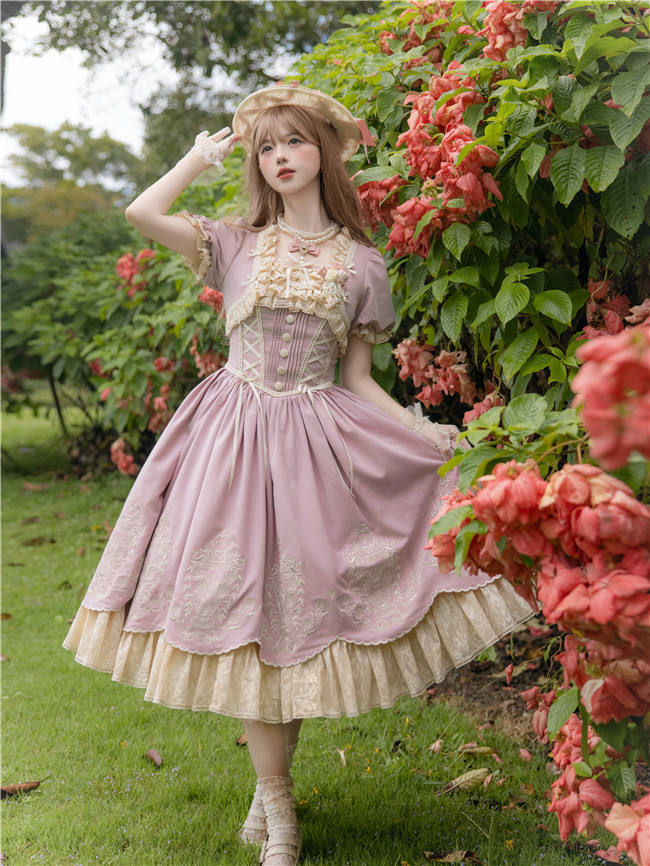 Amber Realm Dream Weaving Strings Classic Lolita Dress, Sleeves and Accessories