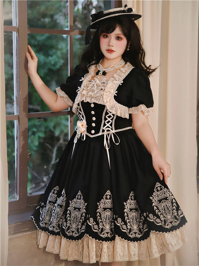Amber Realm Dream Weaving Strings Classic Lolita Dress, Sleeves and Accessories