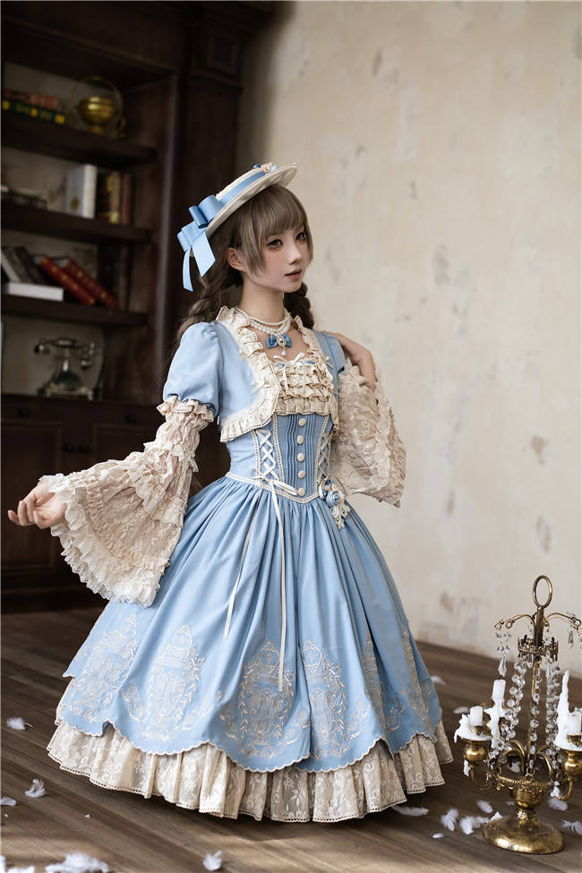 Amber Realm Dream Weaving Strings Classic Lolita Dress, Sleeves and Accessories