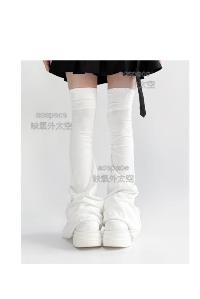 AO Space Bone Heart  Above Knee High Kuro Leg Covers Jirai Kei Clothes