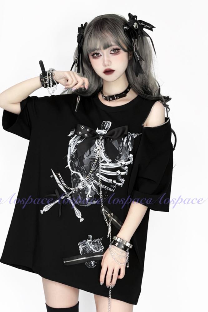 AO Space The Party Kuro Top Lacework Leg Covers Jirai Kei Outfits