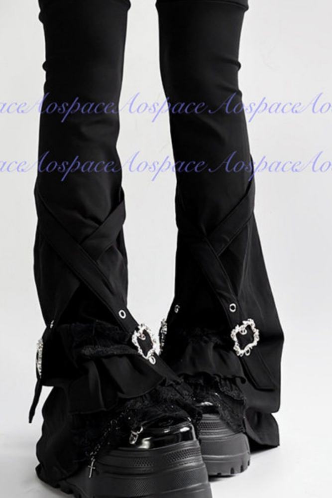 AO Space The Party Kuro Top Lacework Leg Covers Jirai Kei Outfits