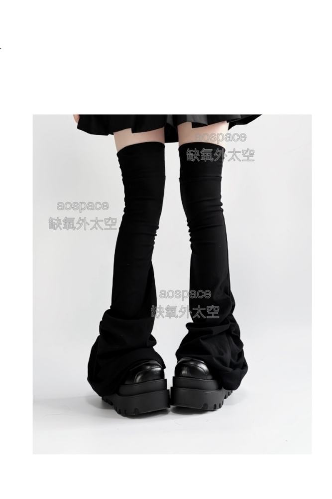 AO Space Bone Heart  Above Knee High Kuro Leg Covers Jirai Kei Clothes