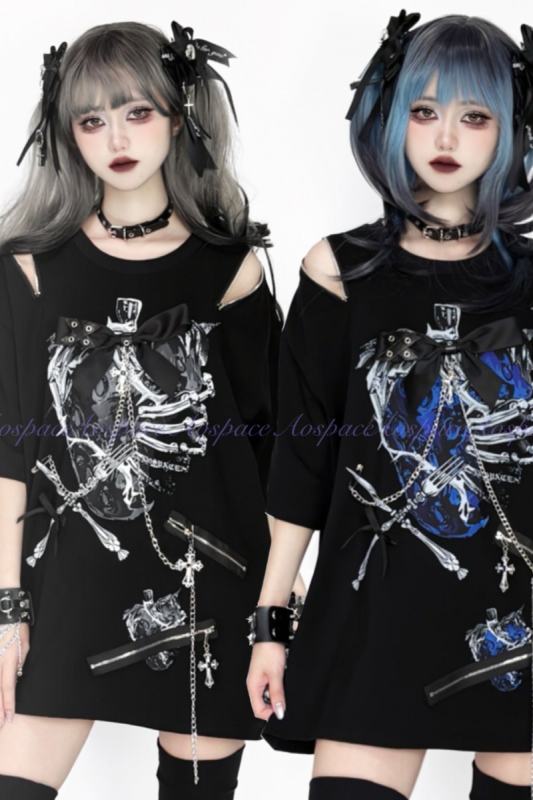 AO Space The Party Kuro Top Lacework Leg Covers Jirai Kei Outfits