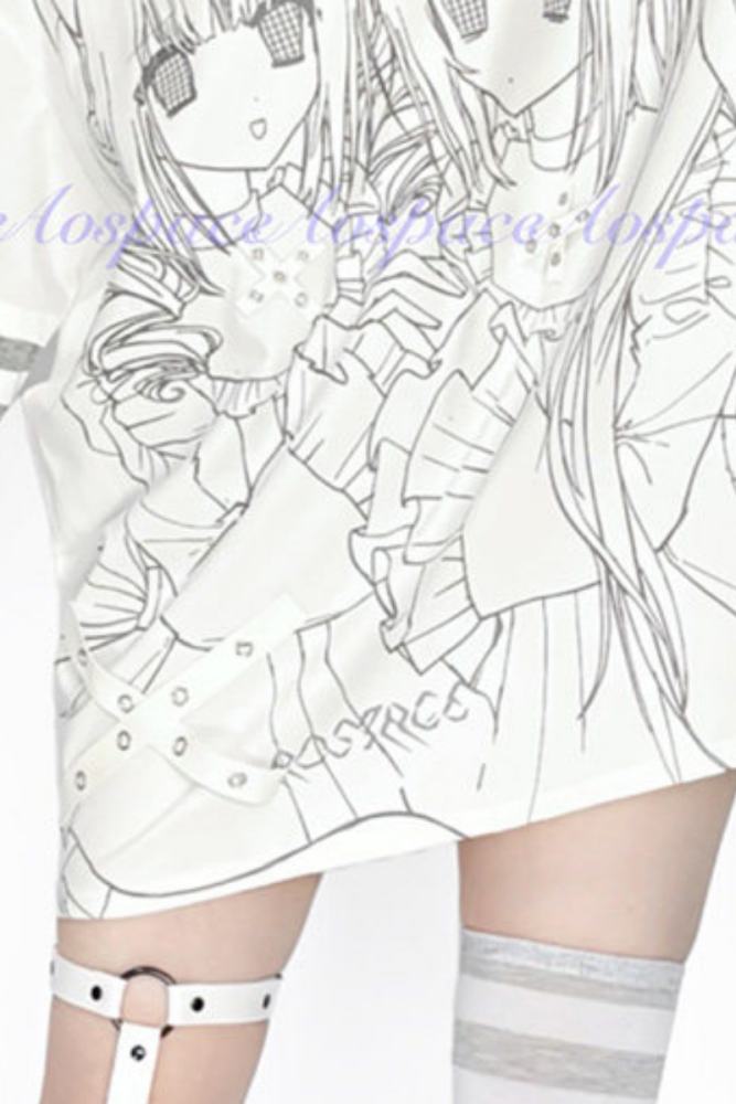 AO Space Twin Meaning Printed Two Piece Look Top Jirai Kei Fashion