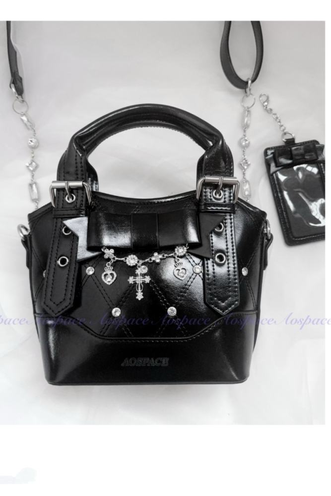 AO Space Rose Heartstrings Kuro Crossbody Tote Bag Jirai Kei Fashion