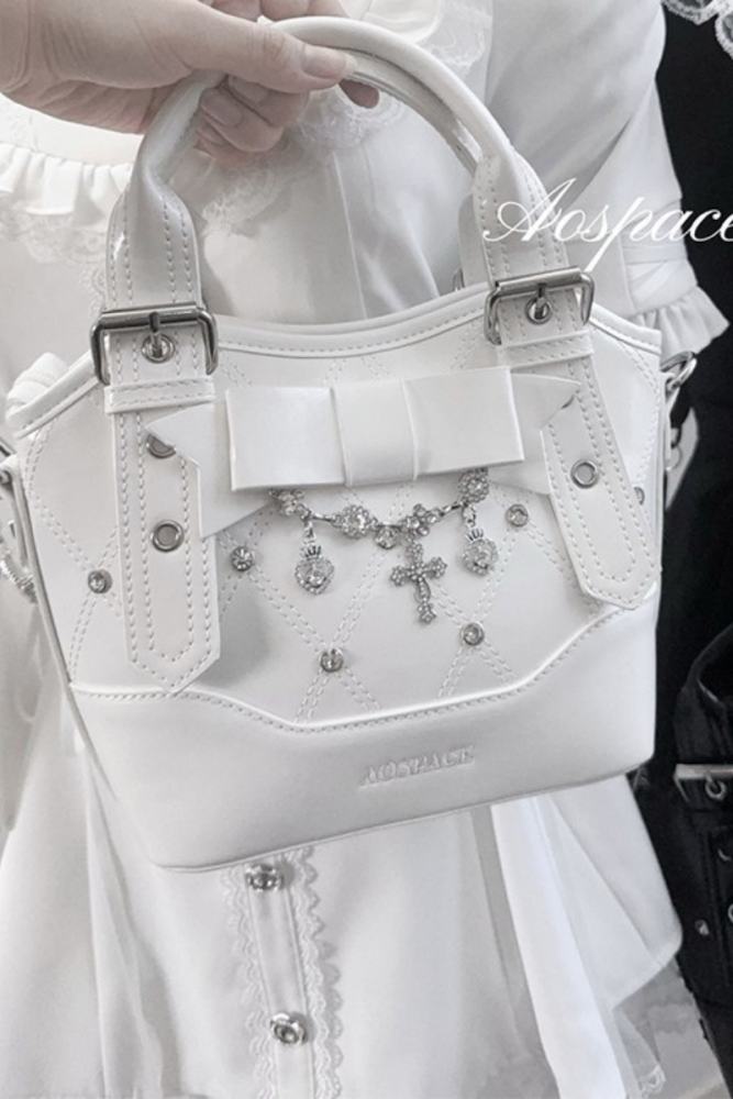 AO Space Rose Heartstrings Kuro Crossbody Tote Bag Jirai Kei Fashion