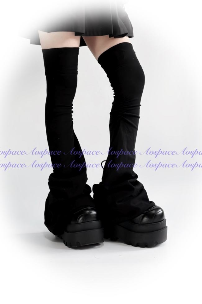 AO Space Bone Heart  Above Knee High Kuro Leg Covers Jirai Kei Clothes