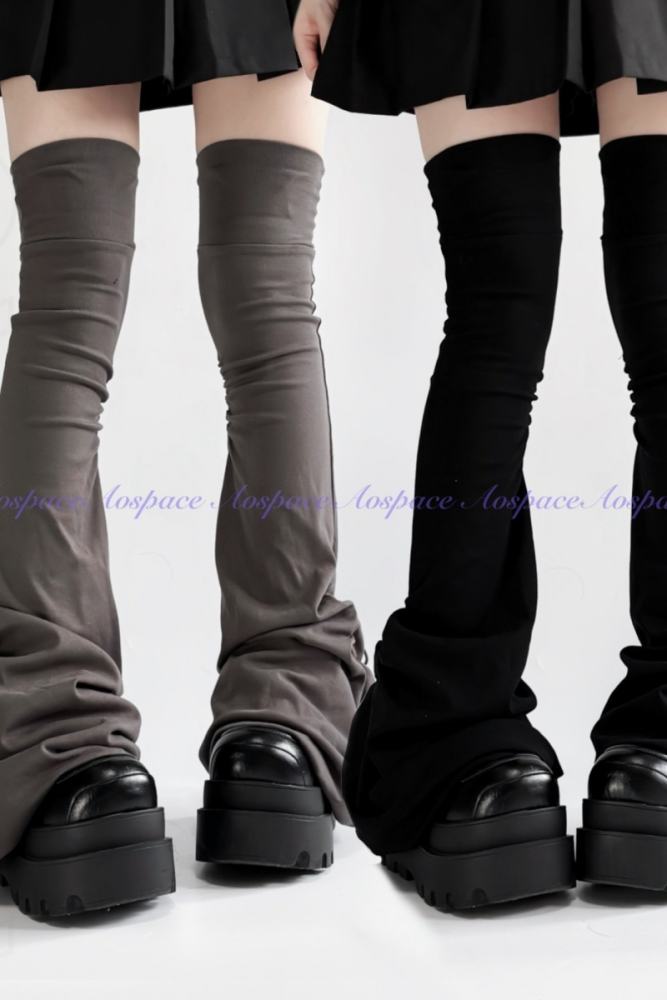 AO Space Bone Heart  Above Knee High Kuro Leg Covers Jirai Kei Clothes